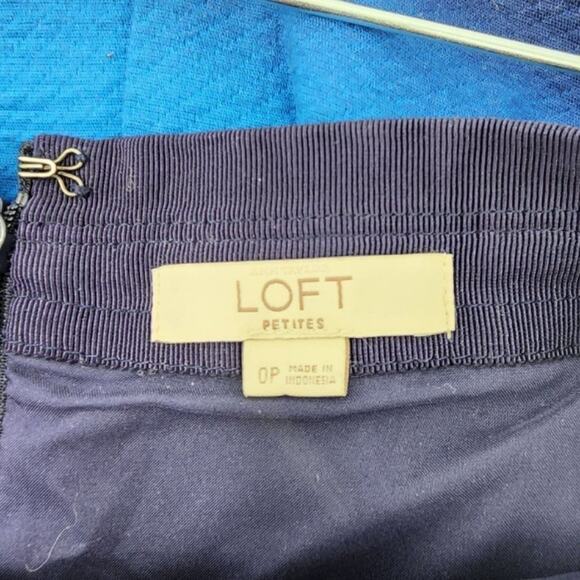 LOFT Blue Pencil Skirt Womens Petite 0P Color Block - Picture 3 of 3